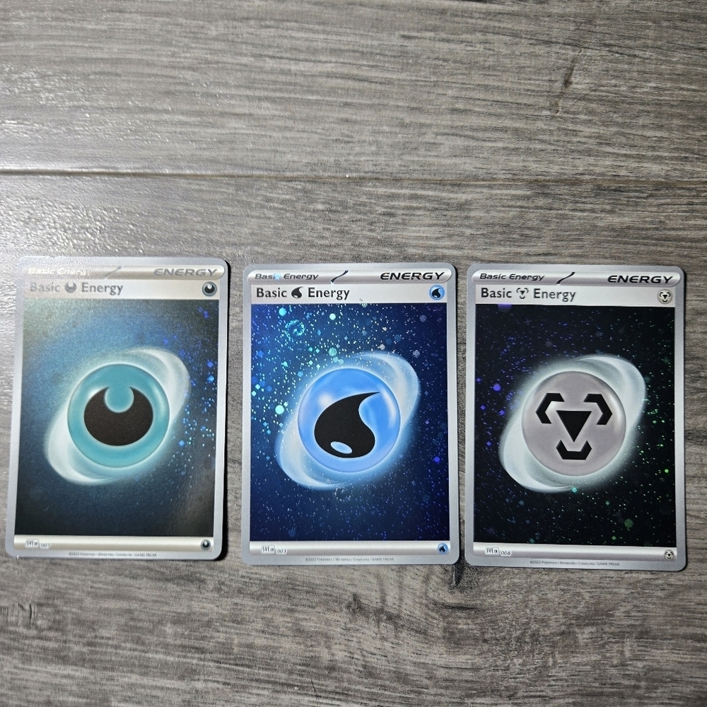 Pokemon Basic Energy Trading Cards Holo Set X3 ☆2 SWIRLS☆